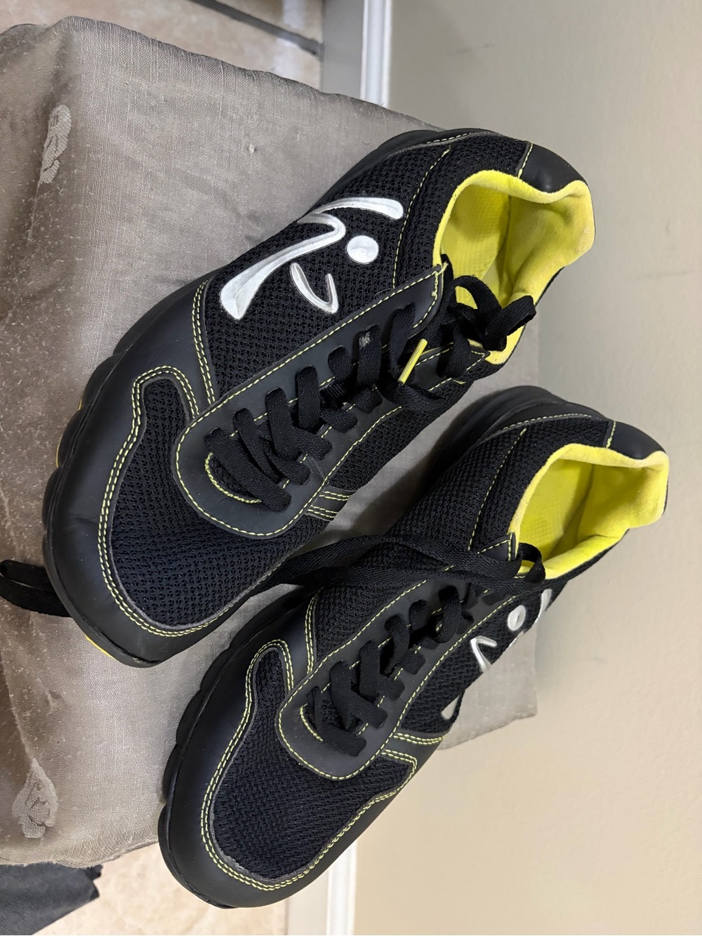Zumba Fitness Black Athletic Sneakers with Yellow Lining
